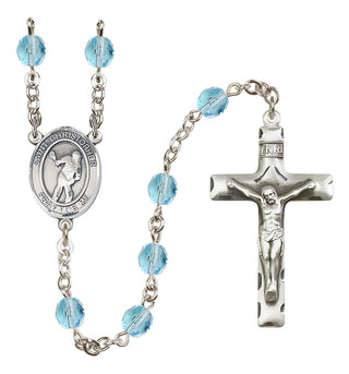 Silver-Plated 6mm Saint Christopher/Lacrosse Rosary