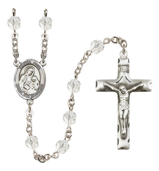 Silver Plated 6mm Fire Polished Santa Ana Rosary in Crystal