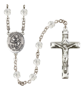 Silver Plated 6mm Fire Polished San Antonio Rosary in Crystal