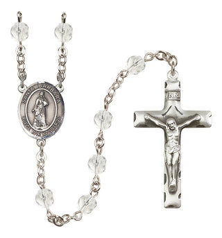 Silver Plated 6mm Fire Polished Santa Barbara Rosary in Crystal