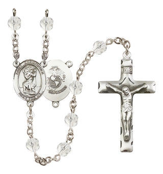 Silver-Plated 6mm Saint Christopher / Marines Rosary
