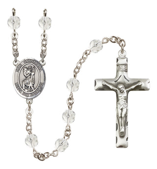 Silver-Plated 6mm San Cristobal  Engraved Catholic Rosaries