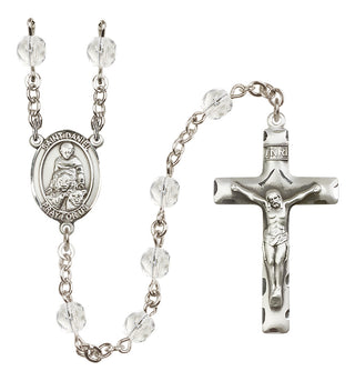 Silver Plated 6mm Fire Polished Saint Daniel Rosary in Crystal