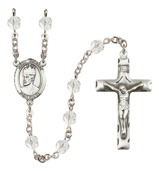 Silver Plated 6mm Fire Polished Saint Edward the Confessor Rosary in Crystal