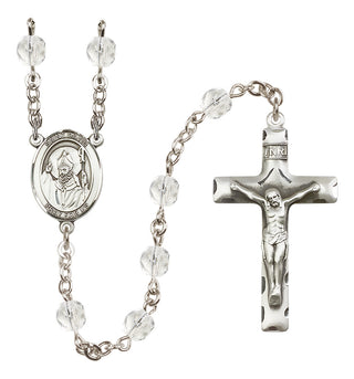 Silver Plated 6mm Fire Polished Saint David of Wales Rosary in Crystal