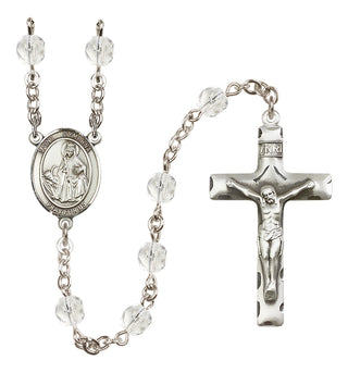 Silver Plated 6mm Fire Polished Saint Dymphna Rosary in Crystal