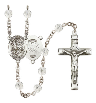 Silver-Plated 6mm Saint George / Nat'l Guard Rosary
