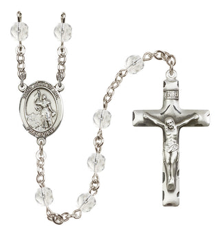 Silver Plated 6mm Fire Polished Saint Joan of Arc Rosary in Crystal