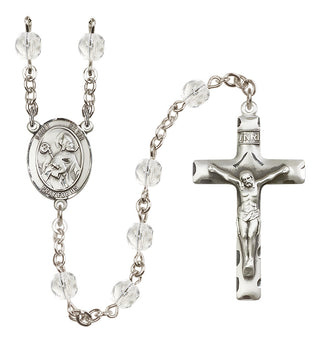 Silver-Plated 6mm Saint Kevin  Engraved Catholic Rosaries