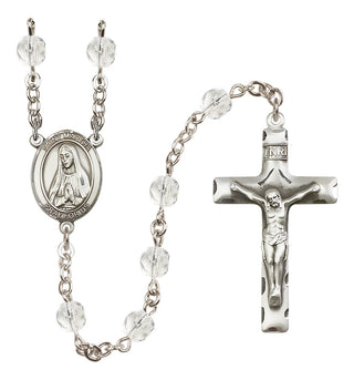 Silver Plated 6mm Fire Polished Saint Martha Rosary in Crystal