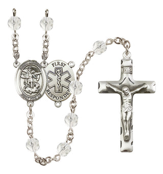 Silver-Plated 6mm Saint Michael/1St Responder Rosary