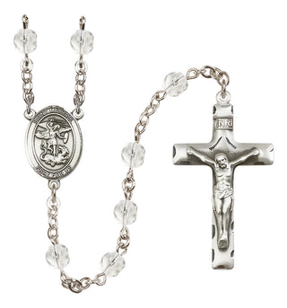 Silver-Plated 6mm Saint Michael the Archangel  Engraved Catholic Rosaries