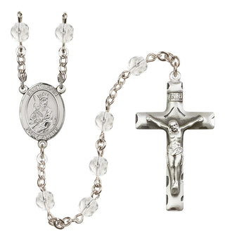 Silver Plated 6mm Fire Polished Saint Louis Rosary in Crystal