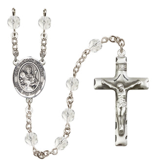 Silver Plated 6mm Fire Polished San Ramon Nonato Rosary in Crystal