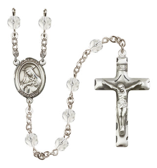 Silver Plated 6mm Fire Polished Saint Rose of Lima Rosary in Crystal