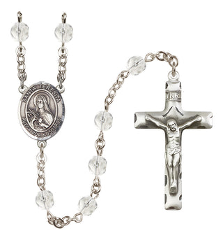 Silver-Plated 6mm Santa Teresita  Engraved Catholic Rosaries