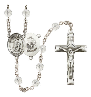 Silver-Plated 6mm Guardian Angel / Marine Corp Rosary