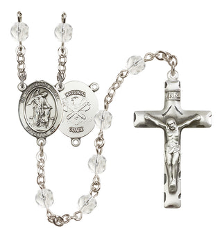 Silver-Plated 6mm Guardian Angel / Nat'l Guard Rosary