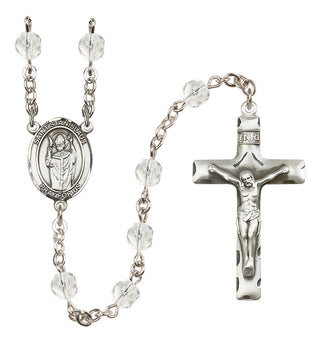 Silver Plated 6mm Fire Polished Saint Stanislaus Rosary in Crystal