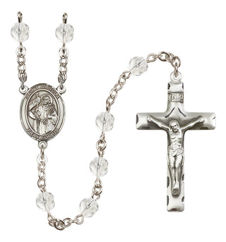 Silver Plated 6mm Fire Polished Saint Ursula Rosary in Crystal