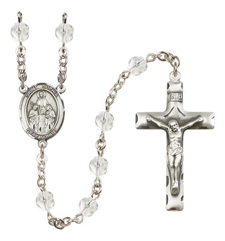Silver Plated 6mm Fire Polished Saint Sophia Rosary in Crystal