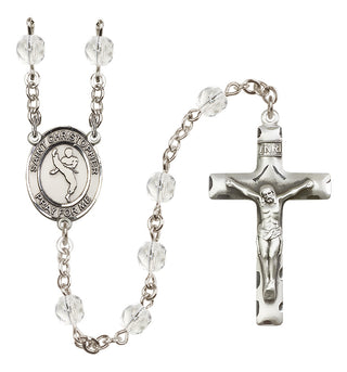 Silver Plated 6mm Fire Polished Saint Christopher/Martial Arts Rosary in Crystal