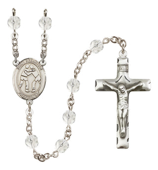 Silver Plated 6mm Fire Polished Saint Sebastian/Wrestling Rosary in Crystal