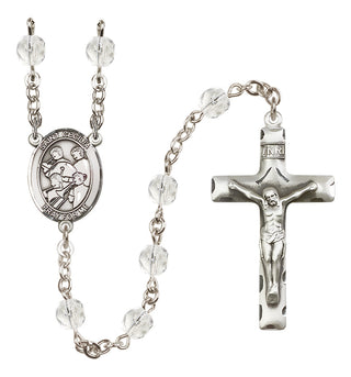 Silver Plated 6mm Fire Polished Saint Cecilia / Marching Band Rosary in Crystal