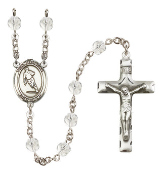 Silver Plated 6mm Fire Polished Saint Sebastian / Rugby Rosary in Crystal