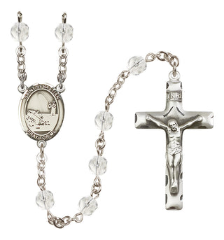 Silver Plated 6mm Fire Polished Saint Sebastian / Fishing Rosary in Crystal