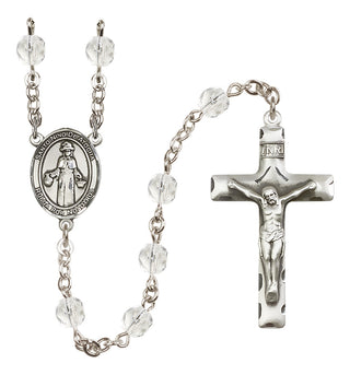 Silver Plated 6mm Fire Polished Saint Nino de Atocha Rosary in Crystal