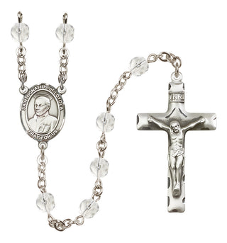 Silver Plated 6mm Fire Polished Saint Ignatius of Loyola Rosary in Crystal