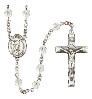 Silver Plated 6mm Fire Polished Saint Stephanie Rosary in Crystal