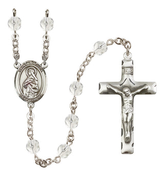 Silver Plated 6mm Fire Polished Saint Matilda Rosary in Crystal