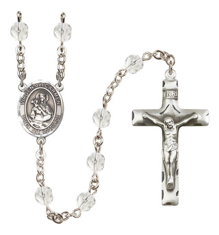 Silver Plated 6mm Fire Polished Virgen del Carmen Rosary in Crystal