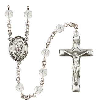 Silver Plated 6mm Fire Polished Blessed Trinity Rosary in Crystal