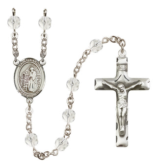 Silver Plated 6mm Fire Polished Saint Aaron Rosary in Crystal
