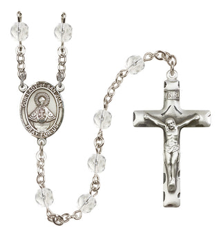 Silver Plated 6mm Fire Polished Our Lady of San Juan Rosary in Crystal