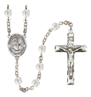 Silver Plated 6mm Fire Polished Virgen de la Merced Rosary in Crystal