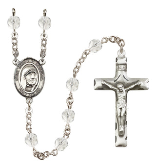 Silver Plated 6mm Fire Polished Saint Teresa of Calcutta Rosary in Crystal