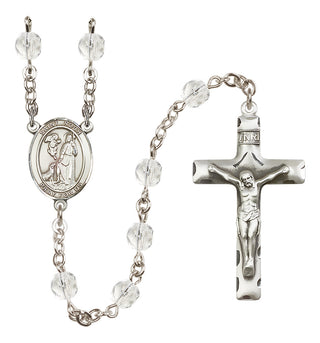 Silver Plated 6mm Fire Polished Saint Roch Rosary in Crystal