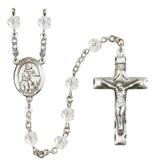 Silver Plated 6mm Fire Polished Saint Giles Rosary in Crystal