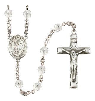 Silver Plated 6mm Fire Polished Saint Adrian of Nicomedia Rosary in Crystal
