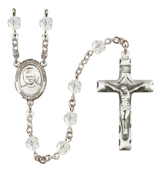 Silver Plated 6mm Fire Polished Saint Josemaria Escriva Rosary in Crystal