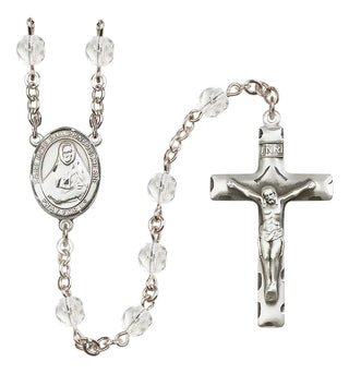 Silver Plated 6mm Fire Polished Saint Rose Philippine Duchesne Rosary in Crystal