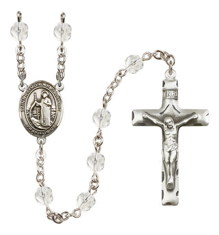 Silver Plated 6mm Fire Polished Saint Raymond of Penafort Rosary in Crystal