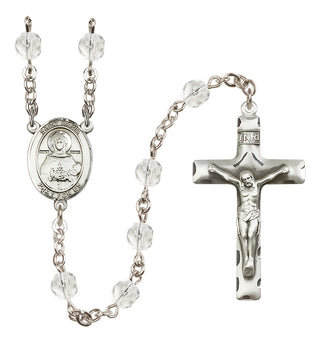 Silver Plated 6mm Fire Polished Saint Daria Rosary in Crystal