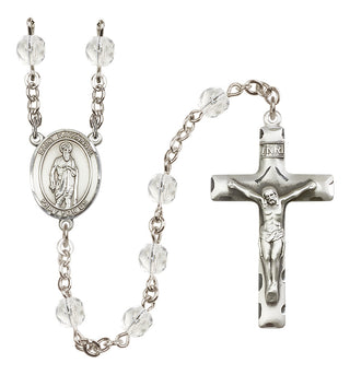 Silver Plated 6mm Fire Polished Saint Nathanael Rosary in Crystal