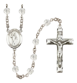 Silver Plated 6mm Fire Polished Saint Columbkille Rosary in Crystal