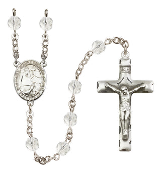 Silver Plated 6mm Fire Polished Saint Jeanne Chezard de Matel Rosary in Crystal